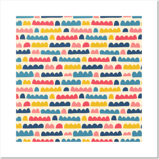 Blue Pink White Yellow Horizontal Block Shapes Posters and Art